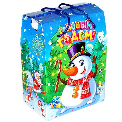 Сладкий новогодний подарок в картонной упаковке весом 610 грамм