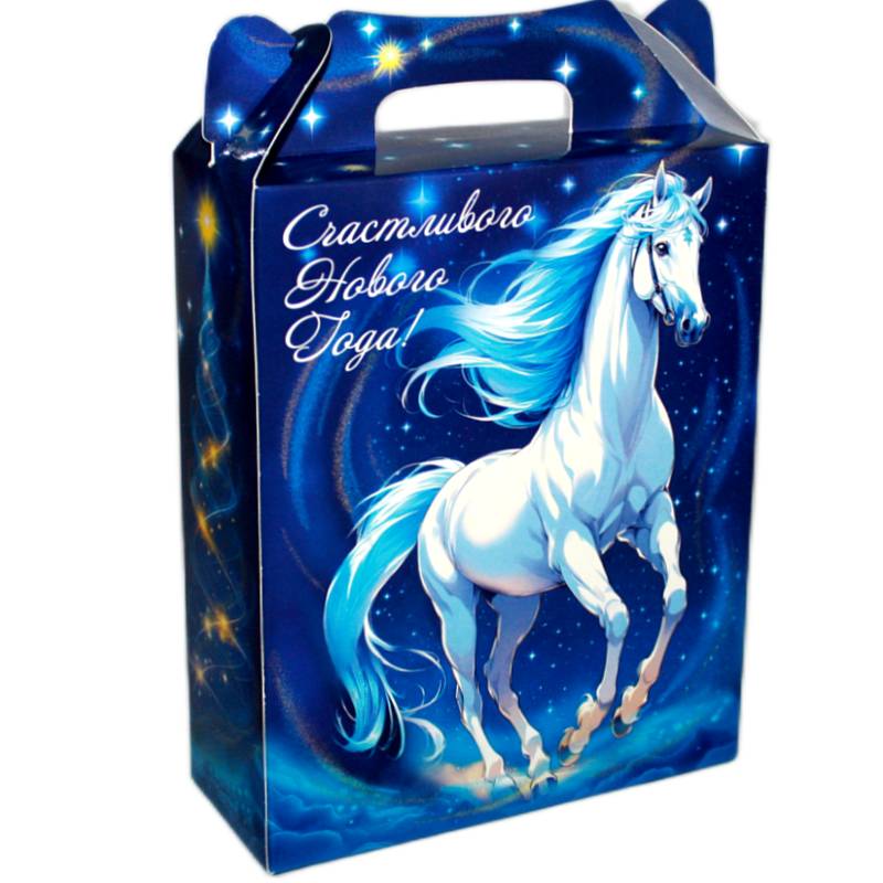 Сладкий новогодний подарок в картонной упаковке весом 800 грамм